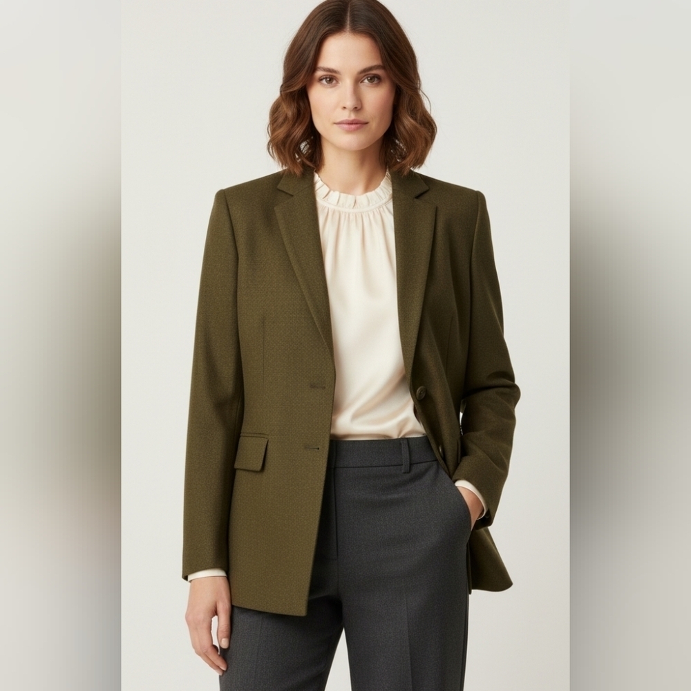 Le Suit Jacket size 8 olive green